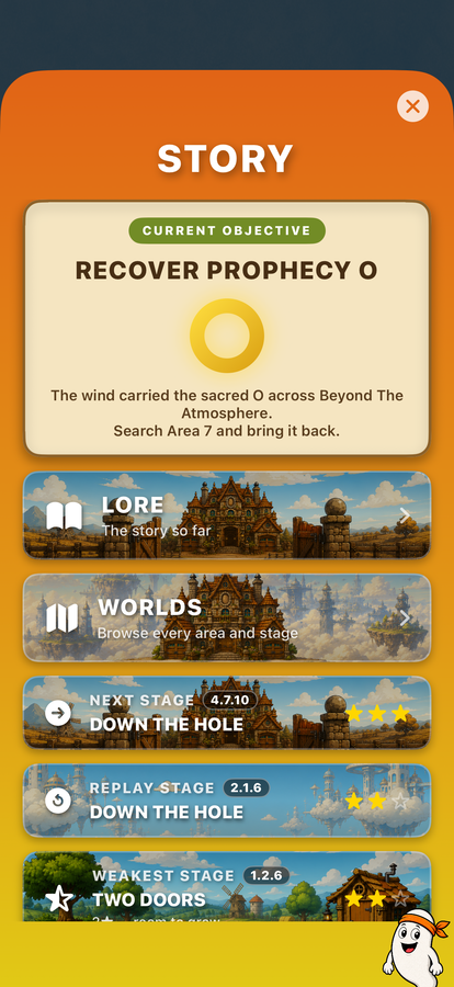 Story hub with current objective
